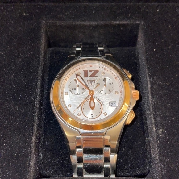 TechnoMarine Ladies Stainless and Rose Gold Diamond Neo Classic III Watch - EUC - Picture 2 of 15